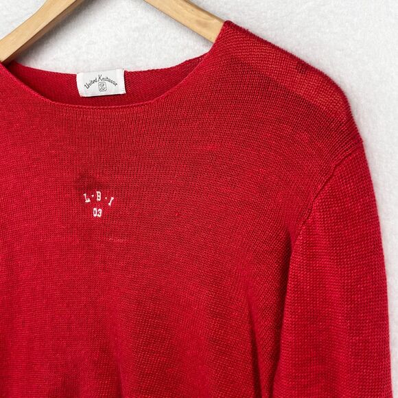 UNITED KNITWEAR Sweater Womens M Linen LBI 03 LONG BEACH ISLAND Pullover Red - Picture 5 of 16